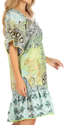 Sakkas Eliza Women's Cocktail Short Sleeve Floral Print Boho Dress Summer Casual