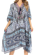 Sakkas Kristy Long Tall Lightweight Caftan Dress / Cover Up With V-Neck Jewels#color_17116-NavyBlue