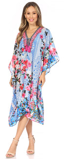 Sakkas Kristy Long Tall Lightweight Caftan Dress / Cover Up With V-Neck Jewels