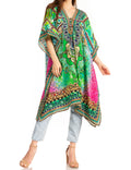 Sakkas Kristy Long Tall Lightweight Caftan Dress / Cover Up With V-Neck Jewels#color_WM202-Multi