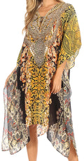 Sakkas Kristy Long Tall Lightweight Caftan Dress / Cover Up With V-Neck Jewels#color_orbk233-Black