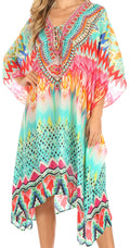 Sakkas Kristy Long Tall Lightweight Caftan Dress / Cover Up With V-Neck Jewels#color_trm231-Multi