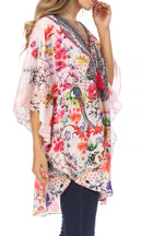 Sakkas Tallulah Wide Circle Blouse V Neck Top With Tassle Ties And Rhinestones