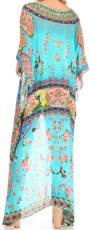 Sakkas Zeke Hi Low V-Neck Caftan Dress Printed Top Cover / Up
