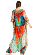 Sakkas  Georgettina Flowy  Rhinestone V Neck Long Caftan Dress / Cover Up