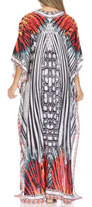 Sakkas  Georgettina Flowy  Rhinestone V Neck Long Caftan Dress / Cover Up