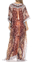 Sakkas  Georgettina Flowy  Rhinestone V Neck Long Caftan Dress / Cover Up