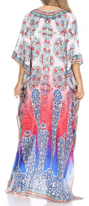 Sakkas  Georgettina Flowy  Rhinestone V Neck Long Caftan Dress / Cover Up