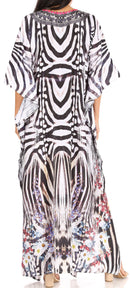 Sakkas  Georgettina Flowy  Rhinestone V Neck Long Caftan Dress / Cover Up