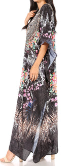 Sakkas  Georgettina Flowy  Rhinestone V Neck Long Caftan Dress / Cover Up