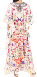 Sakkas  Georgettina Flowy  Rhinestone V Neck Long Caftan Dress / Cover Up