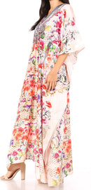 Sakkas  Georgettina Flowy  Rhinestone V Neck Long Caftan Dress / Cover Up