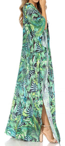 Sakkas  Georgettina Flowy  Rhinestone V Neck Long Caftan Dress / Cover Up