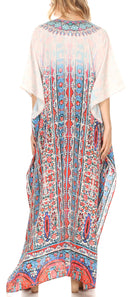 Sakkas  Georgettina Flowy  Rhinestone V Neck Long Caftan Dress / Cover Up
