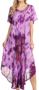 Sakkas Nalani Womens Flowy Caftan Tie Dye Summer Dress Cover up Relax Fit