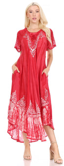 Sakkas Devora Women's Maxi NightGown Caftan Kaftan Dress Tie Dye Batik & Corset