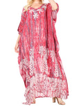 Sakkas Tacy Women's Casual Boho Summer Maxi Dress Caftan Kaftan Cover-up LougeWear#color_11-HibiscusPink