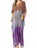 Sakkas Tacy Women's Casual Boho Summer Maxi Dress Caftan Kaftan Cover-up LougeWear#color_25-Brown