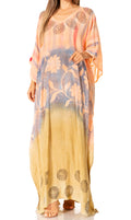 Sakkas Catia Women's Boho Casual Long Maxi Caftan Dress Kaftan Cover-up LougeWear #color_15-Beige