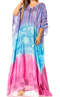 Sakkas Catia Women's Boho Casual Long Maxi Caftan Dress Kaftan Cover-up LougeWear #color_15-Blue