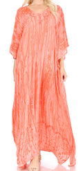Sakkas Catia Women's Boho Casual Long Maxi Caftan Dress Kaftan Cover-up LougeWear #color_2-Salmon