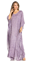 Sakkas Catia Women's Boho Casual Long Maxi Caftan Dress Kaftan Cover-up LougeWear #color_20-Purple
