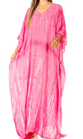 Sakkas Catia Women's Boho Casual Long Maxi Caftan Dress Kaftan Cover-up LougeWear #color_22-Pink
