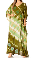 Sakkas Catia Women's Boho Casual Long Maxi Caftan Dress Kaftan Cover-up LougeWear #color_23-Green
