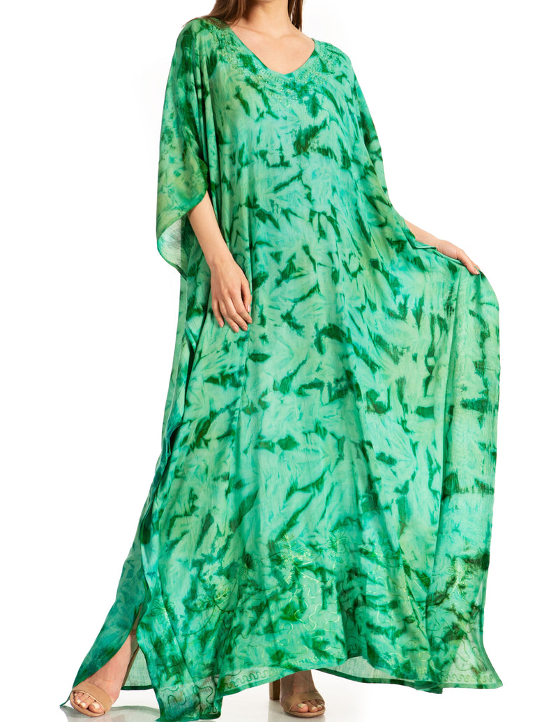 Sakkas Catia Women's Boho Casual Long Maxi Caftan Dress Kaftan Cover-up LougeWear