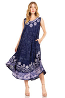 Sakkas Starlight Second Caftan Tank Dress/Cover Up Tie Dye Womens Beach Kaftan
