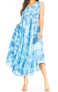 Sakkas Starlight Second Caftan Tank Dress/Cover Up Tie Dye Womens Beach Kaftan #color_36-Turquoise