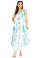 Sakkas Starlight Second Caftan Tank Dress/Cover Up Tie Dye Womens Beach Kaftan