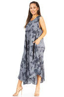 Sakkas Starlight Second Caftan Tank Dress/Cover Up Tie Dye Womens Beach Kaftan