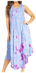 Sakkas Starlight Second Caftan Tank Dress/Cover Up Tie Dye Womens Beach Kaftan #color_37-BluePurple