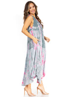 Sakkas Starlight Second Caftan Tank Dress/Cover Up Tie Dye Womens Beach Kaftan