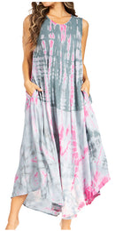 Sakkas Starlight Second Caftan Tank Dress/Cover Up Tie Dye Womens Beach Kaftan