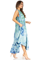 Sakkas Starlight Second Caftan Tank Dress/Cover Up Tie Dye Womens Beach Kaftan