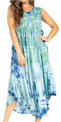 Sakkas Starlight Second Caftan Tank Dress/Cover Up Tie Dye Womens Beach Kaftan #color_37-Olive