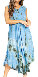 Sakkas Starlight Second Caftan Tank Dress/Cover Up Tie Dye Womens Beach Kaftan