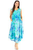 Sakkas Starlight Third Women's Tie Dye Beach Kaftan Caftan Tank Dress/Cover Up