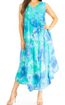 Sakkas Starlight Third Women's Tie Dye Beach Kaftan Caftan Tank Dress/Cover Up