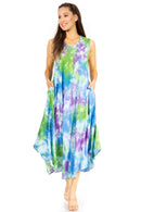 Sakkas Starlight Third Women's Tie Dye Beach Kaftan Caftan Tank Dress/Cover Up