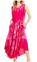Sakkas Starlight Third Tie Dye Caftan Dress: Women's Beach Cover Up#color_39-FuchsiaPink