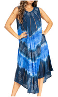 Sakkas Starlight Third Tie Dye Caftan Dress: Women's Beach Cover Up#color_39-NavyBlue