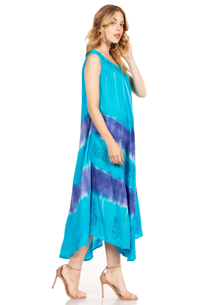 Sakkas Starlight Third Tie Dye Caftan Dress: Women's Beach Cover Up