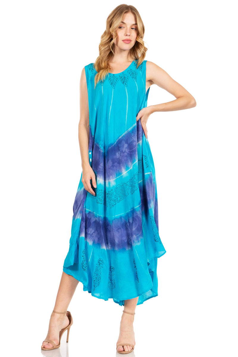 Sakkas Starlight Third Tie Dye Caftan Dress: Women's Beach Cover Up