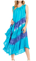 Sakkas Starlight Third Tie Dye Caftan Dress: Women's Beach Cover Up#color_39-PurpleTurquoise