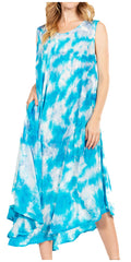 Sakkas Starlight Third Tie Dye Caftan Dress: Women's Beach Cover Up#color_40-Blue