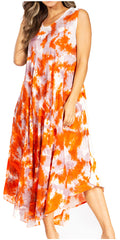 Sakkas Starlight Third Tie Dye Caftan Dress: Women's Beach Cover Up#color_40-Orange