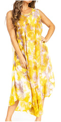Sakkas Starlight Third Tie Dye Caftan Dress: Women's Beach Cover Up#color_40-Yellow